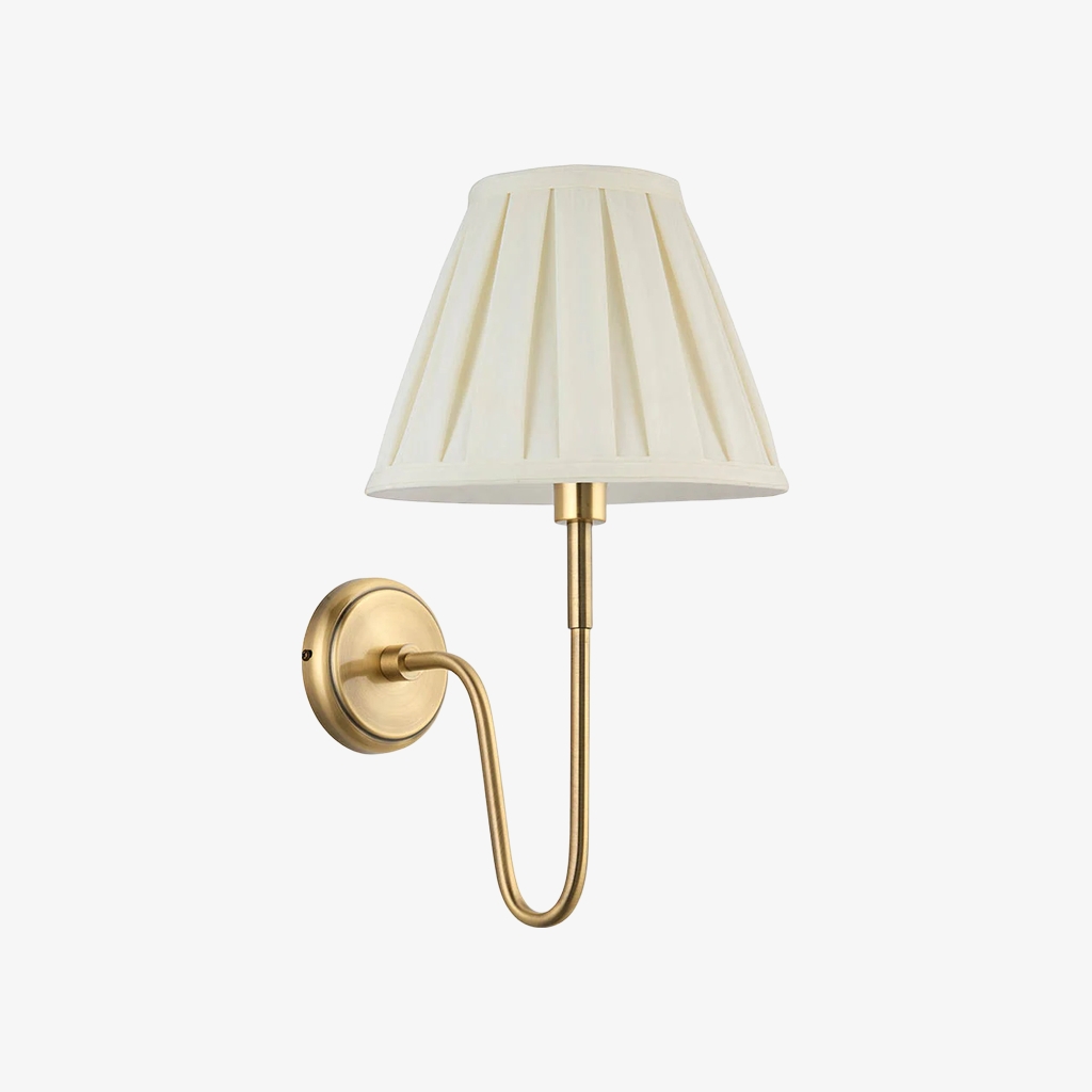 Ivoralux Tapered Fabric Wall Light - Modern Classic Curved Arm Sconce for Hallways or Bedrooms T948