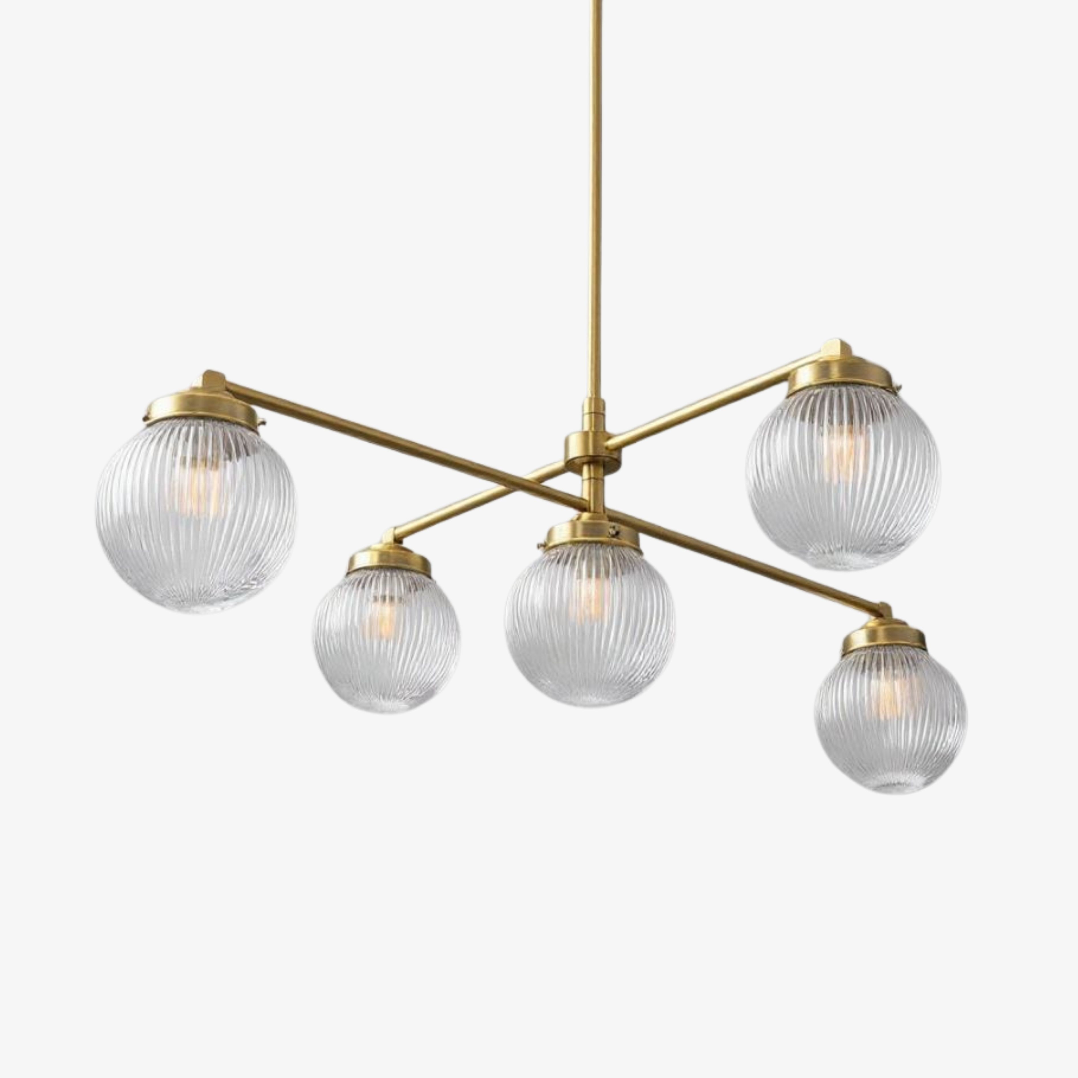 Glorica Glass Frosted Glass Globe Chandelier - Brass Modern Lighting for Living Room T379