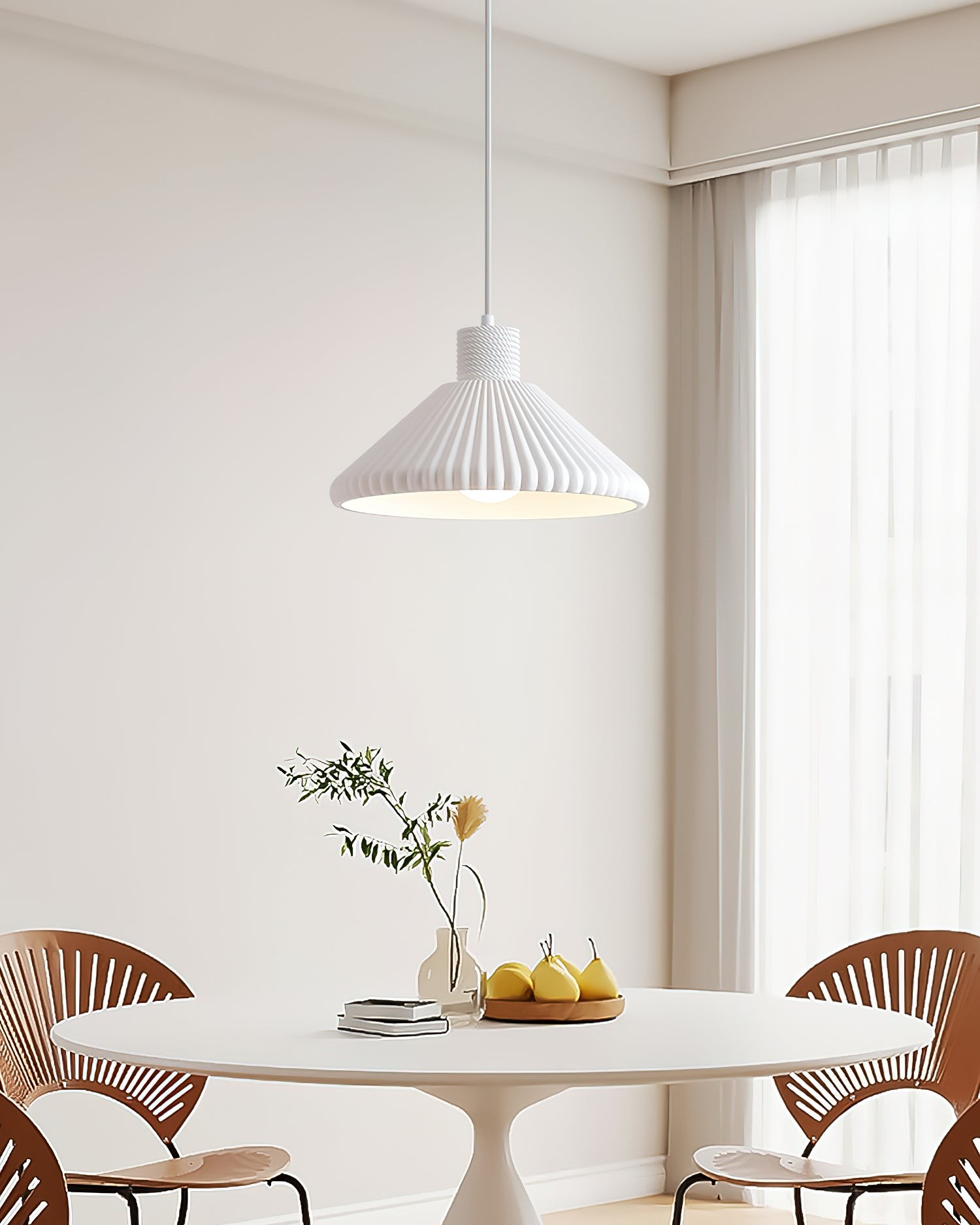 Cream Style Cone Striped Pendant Lamp M229