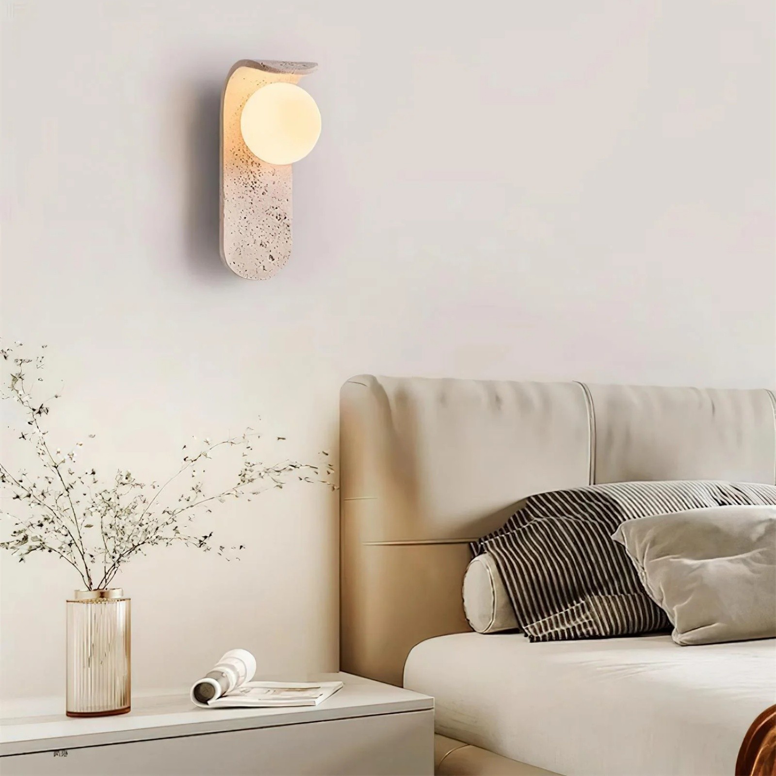 Travertine Wall Lamp - Skateboard-Inspired Modern Bedroom Light S326