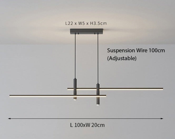 Modern Minimalist Sleek Metal Rod Chandelier M34