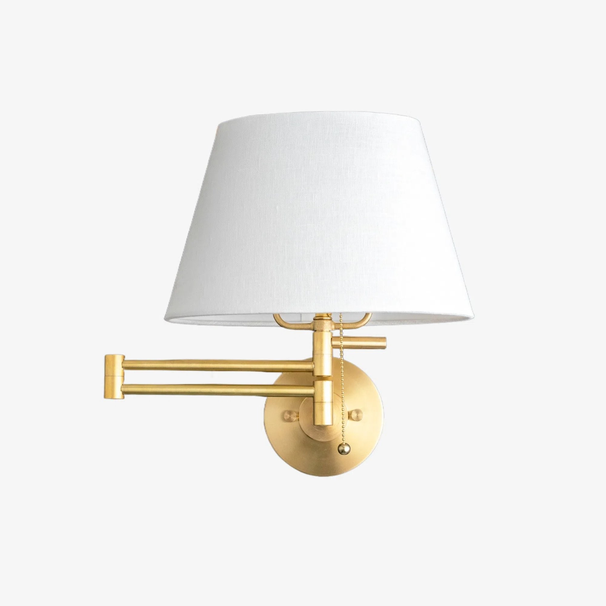 Ornato Luxe Brass Schoolhouse Sconce - Art Deco Wall Light with White Shade T404