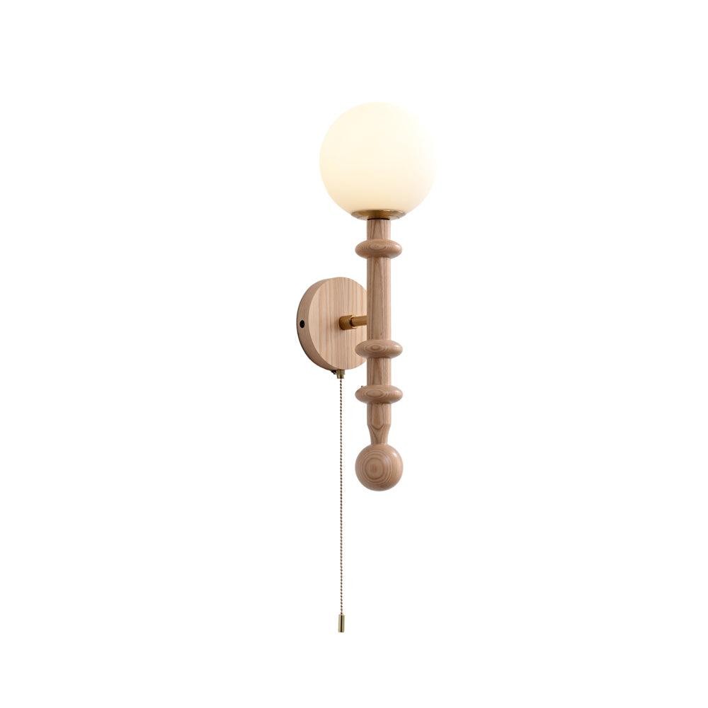 French Simple Vintage Bedside Wooden Glass Wall Lamp M322