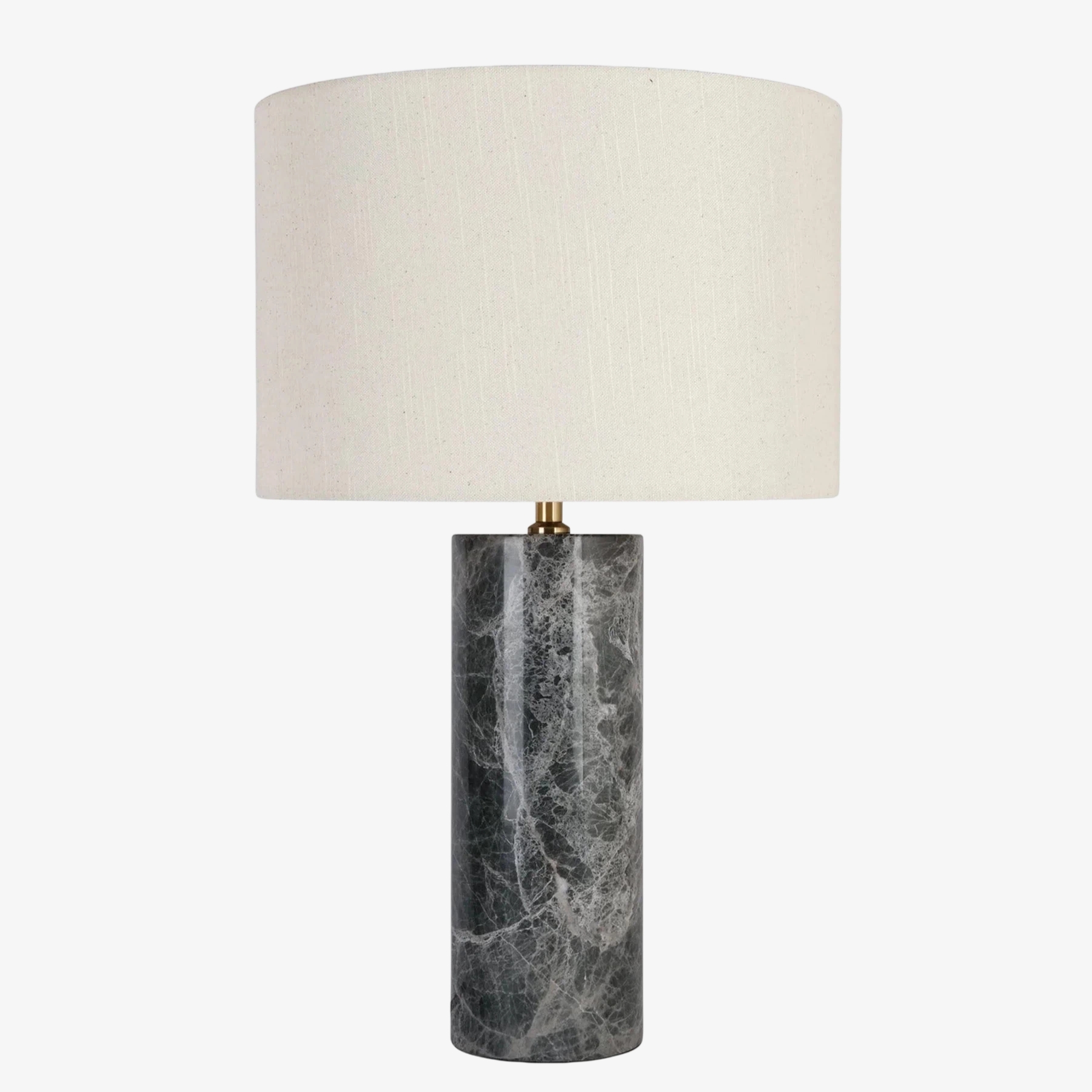 Minimalist Travertine Table Lamp – Linen Shade Bedside Light for Bedroom S409