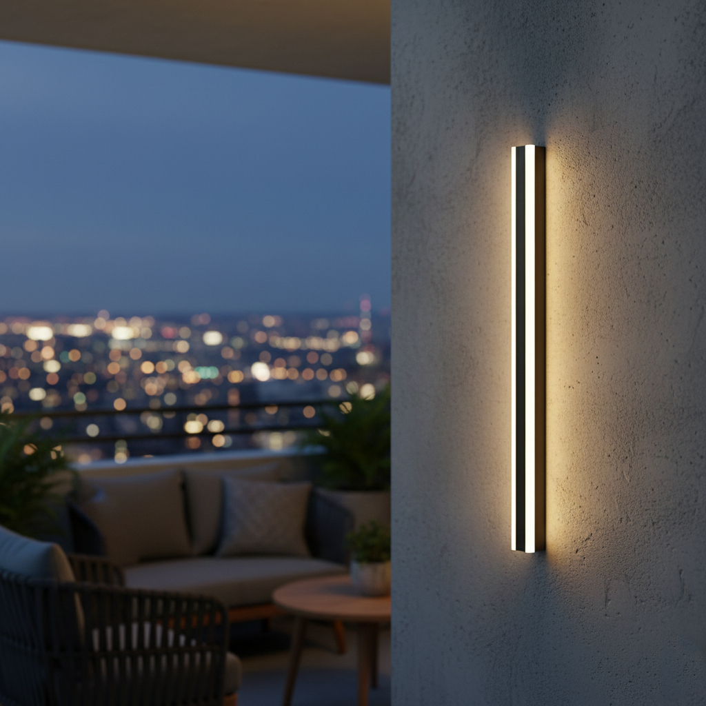 Edge Smooth Minimalist Linear Metal Outdoor Wall Lamp T2189