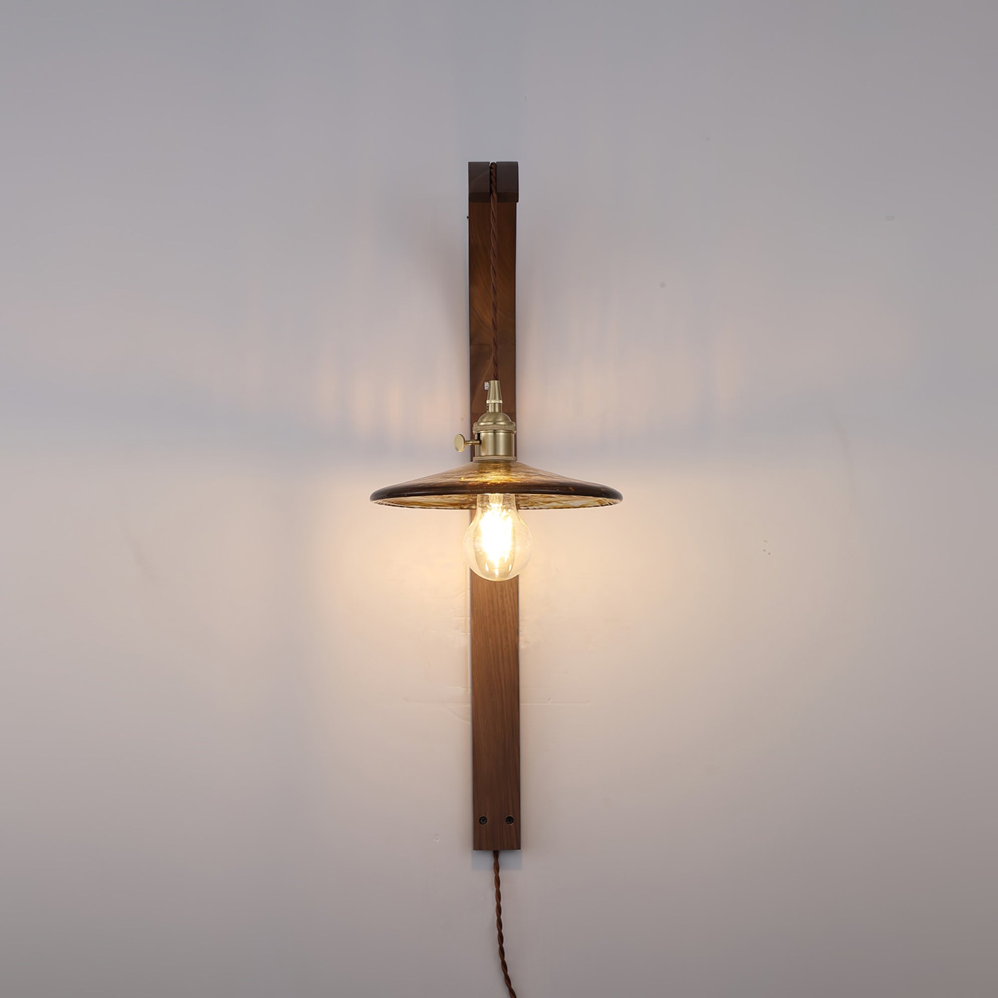 Curved Walnut Ceramic Plug-in Wall Light T1722