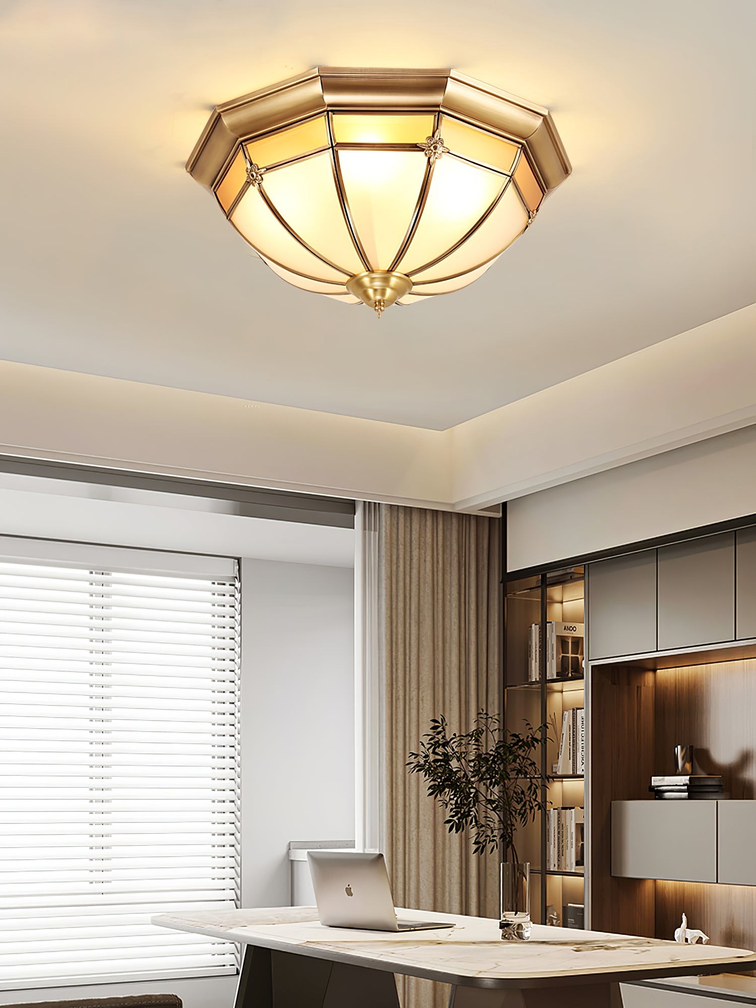 Dome Brass Flush Ceiling Lamp M460