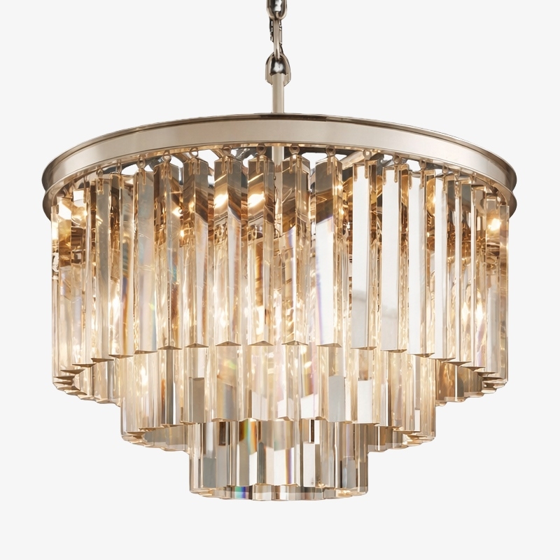 Aurevon Crystal Prism Metal Frame Modern Ceiling Chandelier for Home and Hotel T494