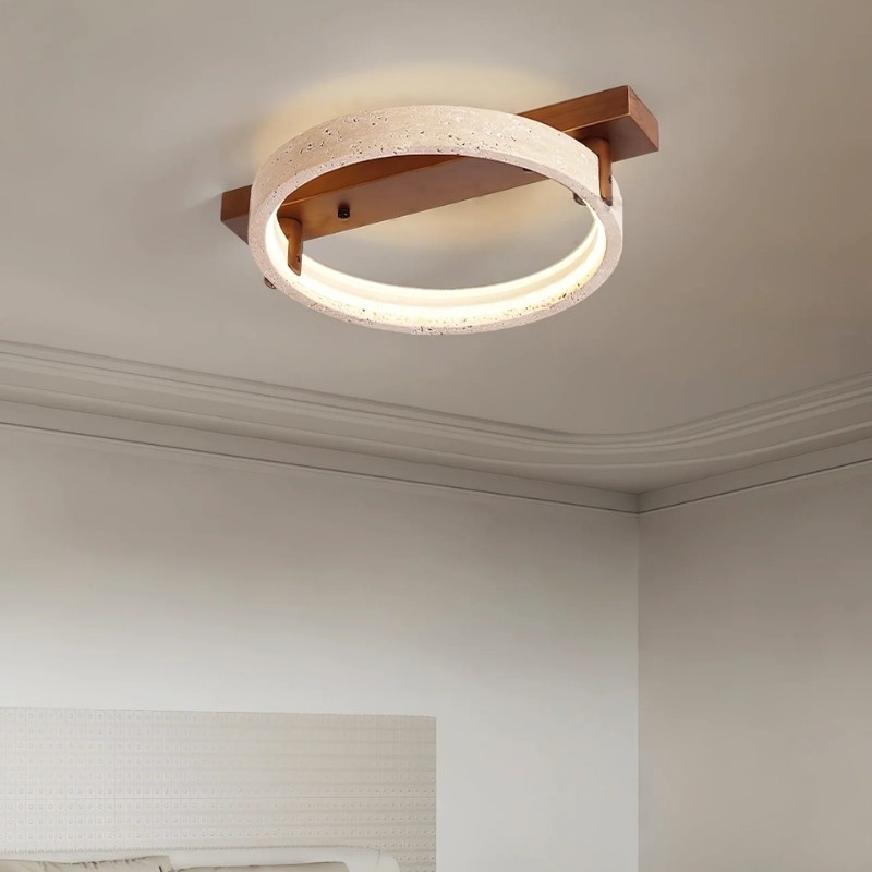 Modern Ring Horizon Travertine Ceiling Lamp for Living Room S300