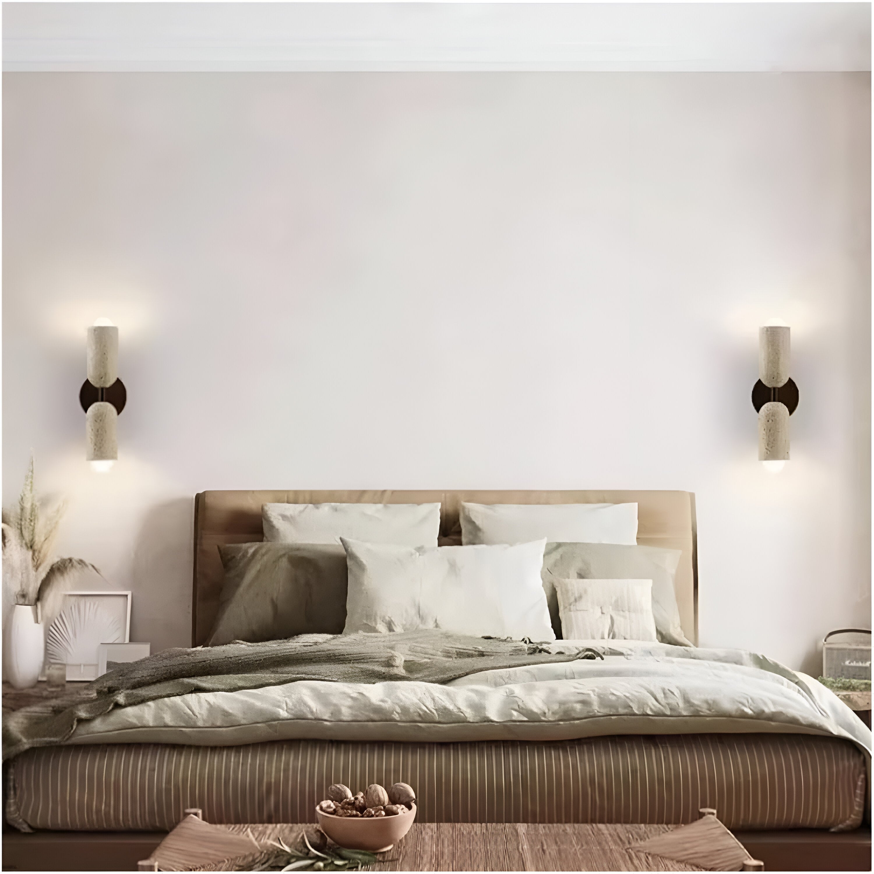 Merrill Travertine and Wood LED Wall Light T2186