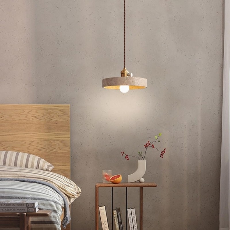 Mid Century Travertine Pendant Lamp – Vintage Copper Lighting S281