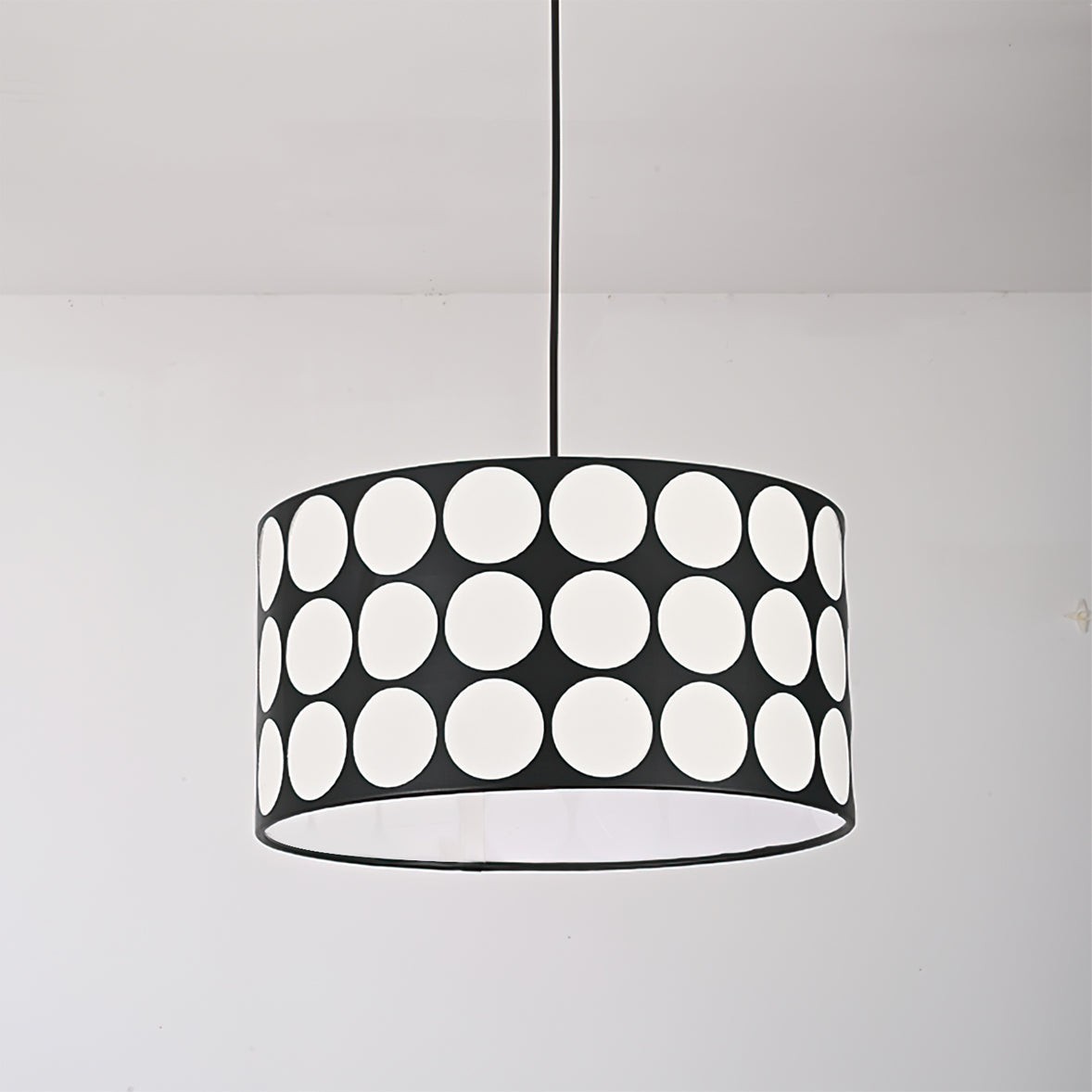 Fabric Drum Polka Dots Pendant Lamp S365