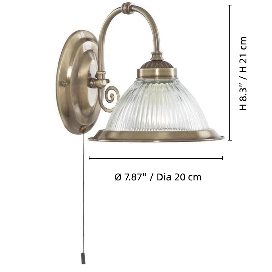 TF Vintora Ribbed Glass Wall Lamp - Industrial Bell Shape for Diner and Hallway T1004