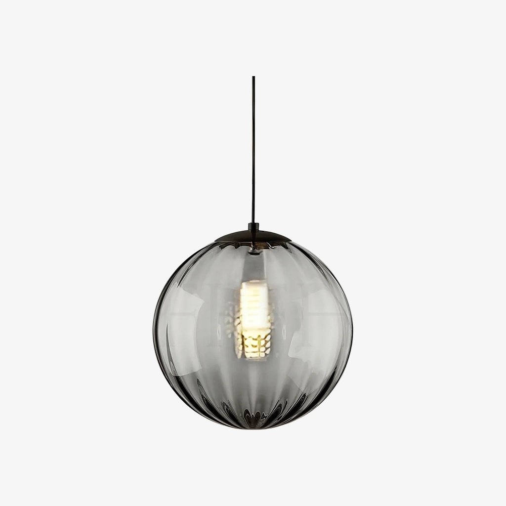 Lunorie Iron Metal Glass Globe Pendant Light - Sculpted Adjustable Pendant for Dining Spaces T570