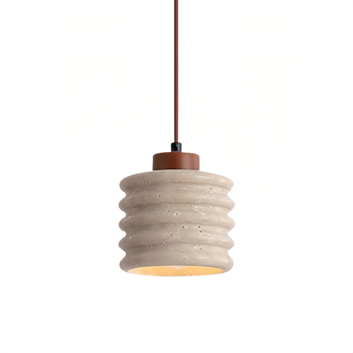 Textured Travertine Hanging Light - Minimalist Bedroom Pendant S265