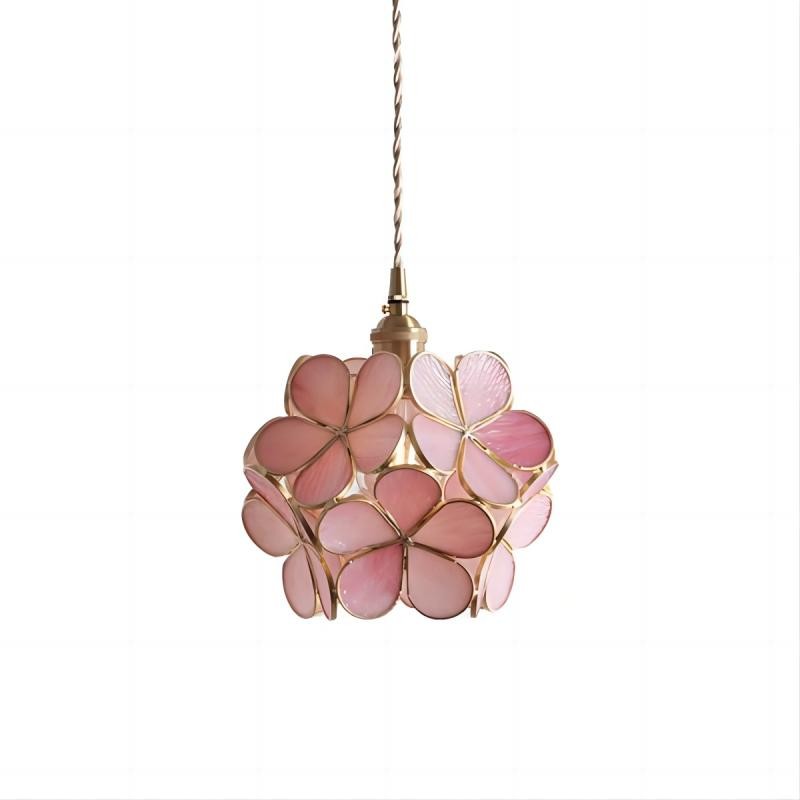 Nordic Brass Flower Petal Glass Pendant Light S10