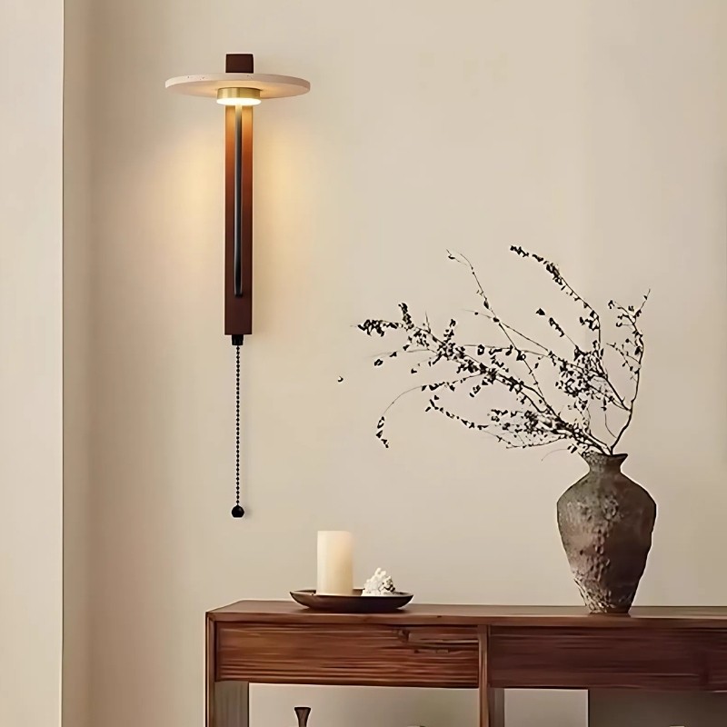 Retro Umbrella LED Wall Light with Solid Wood - Warm Accent Lighting S329