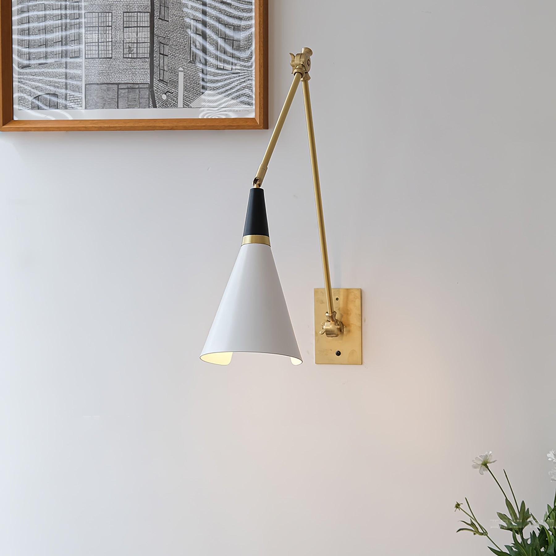 Vintage Metal Adjustable Swing Arm Wall Lamp G37