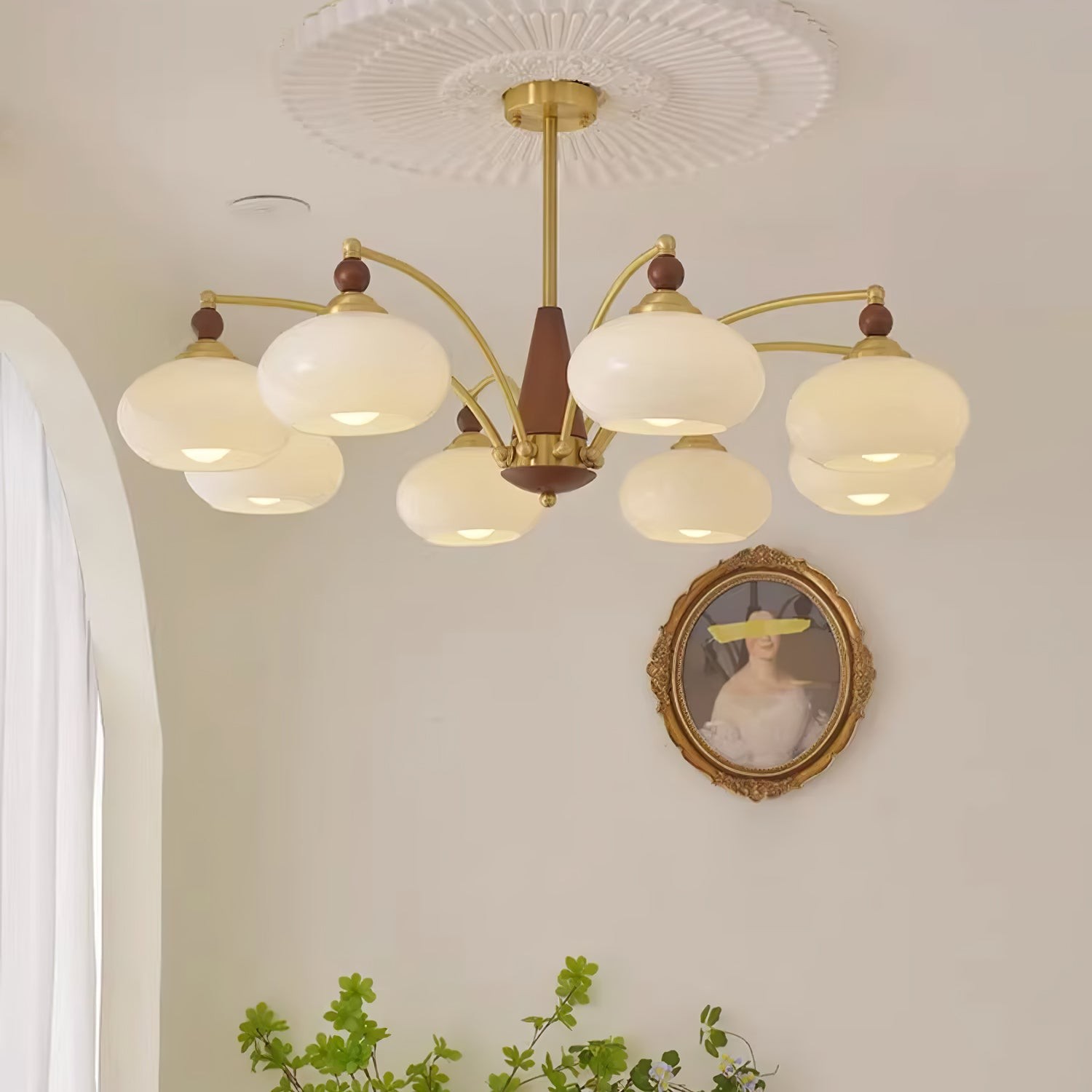Vintage Multihead Persimmon Chandelier M325