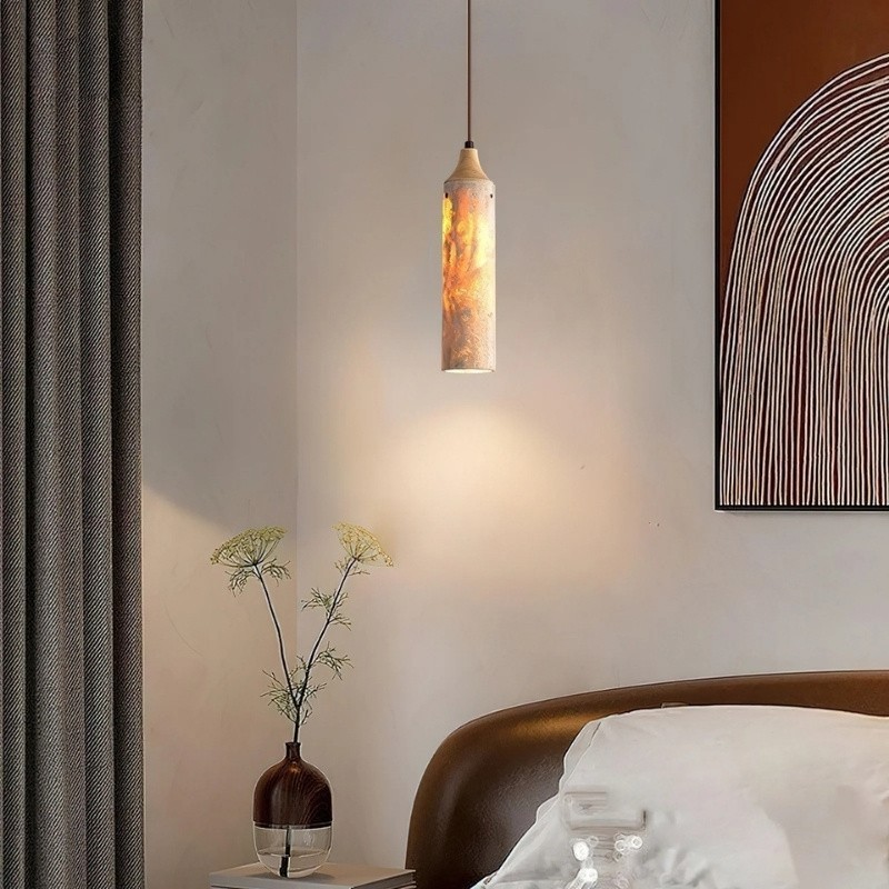Modern Wabi-Sabi Travertine Pendant Lamp for Minimalist Spaces S271