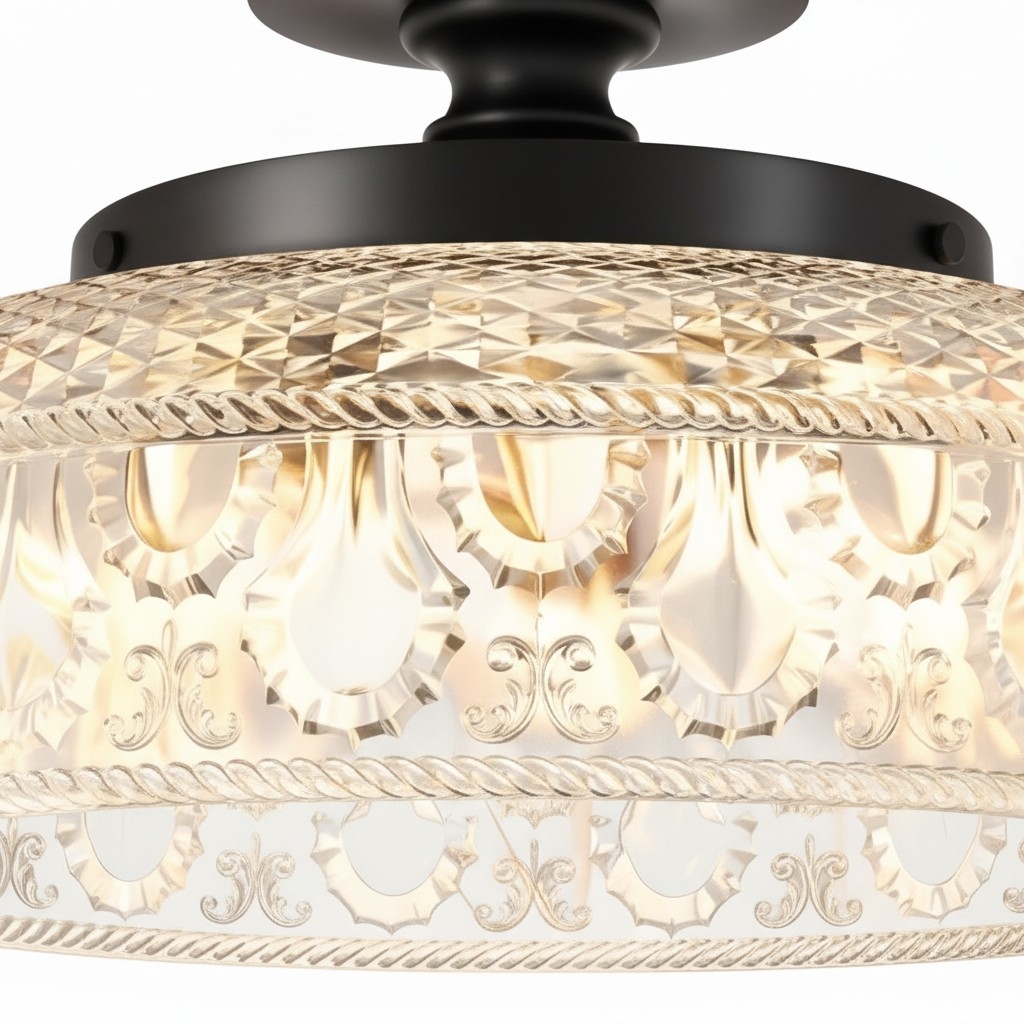 Zenarivo Vintage Floral Glass Semi Flush Mount - Cozy Bedroom Glow T1192