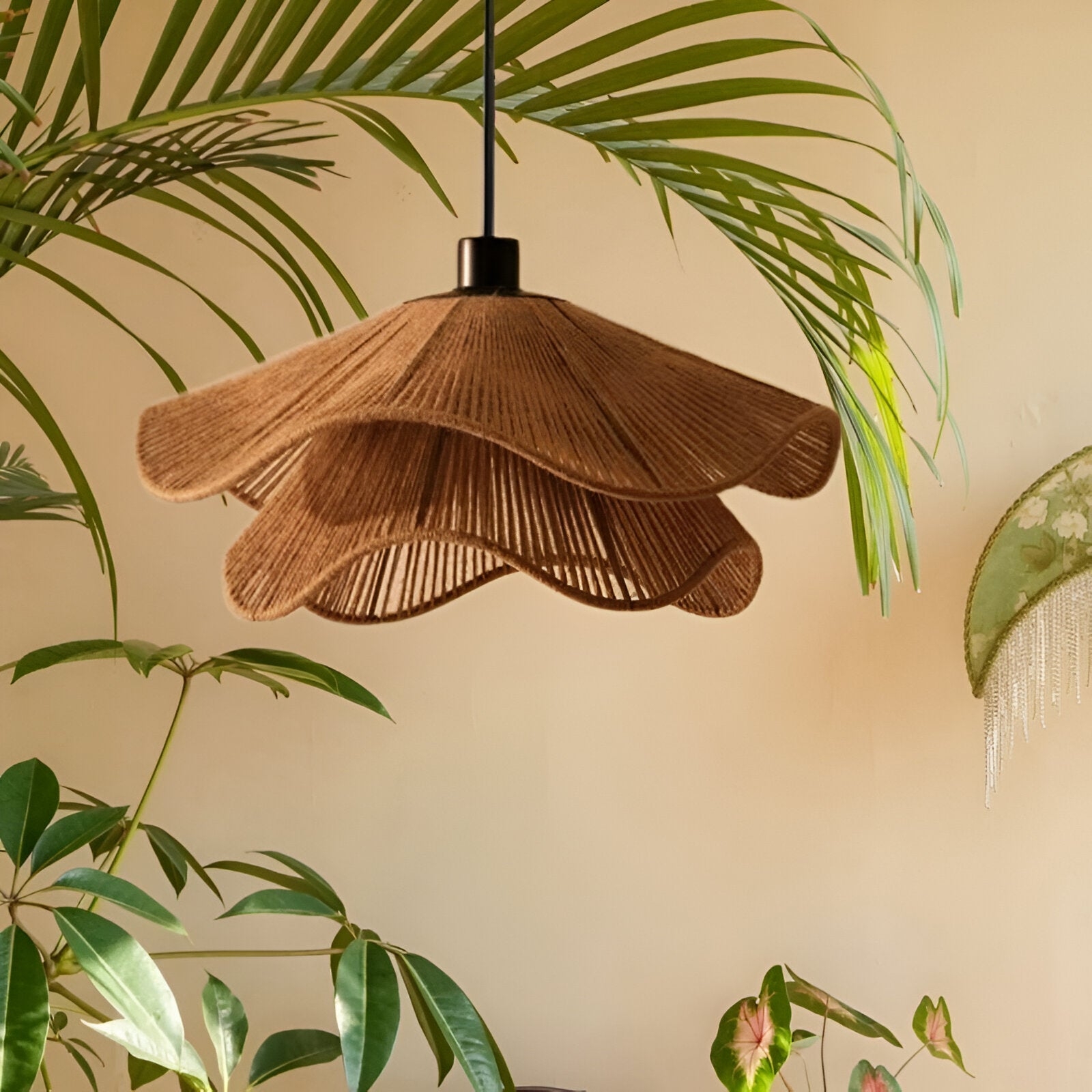 Cape Points Boho Natural Jute Fiber Pendant Light T2062