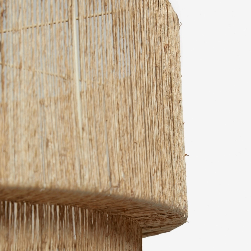 Florevian Woven Jute Hanging Light - Boho Chic Drum Pendant for Living or Dining T691