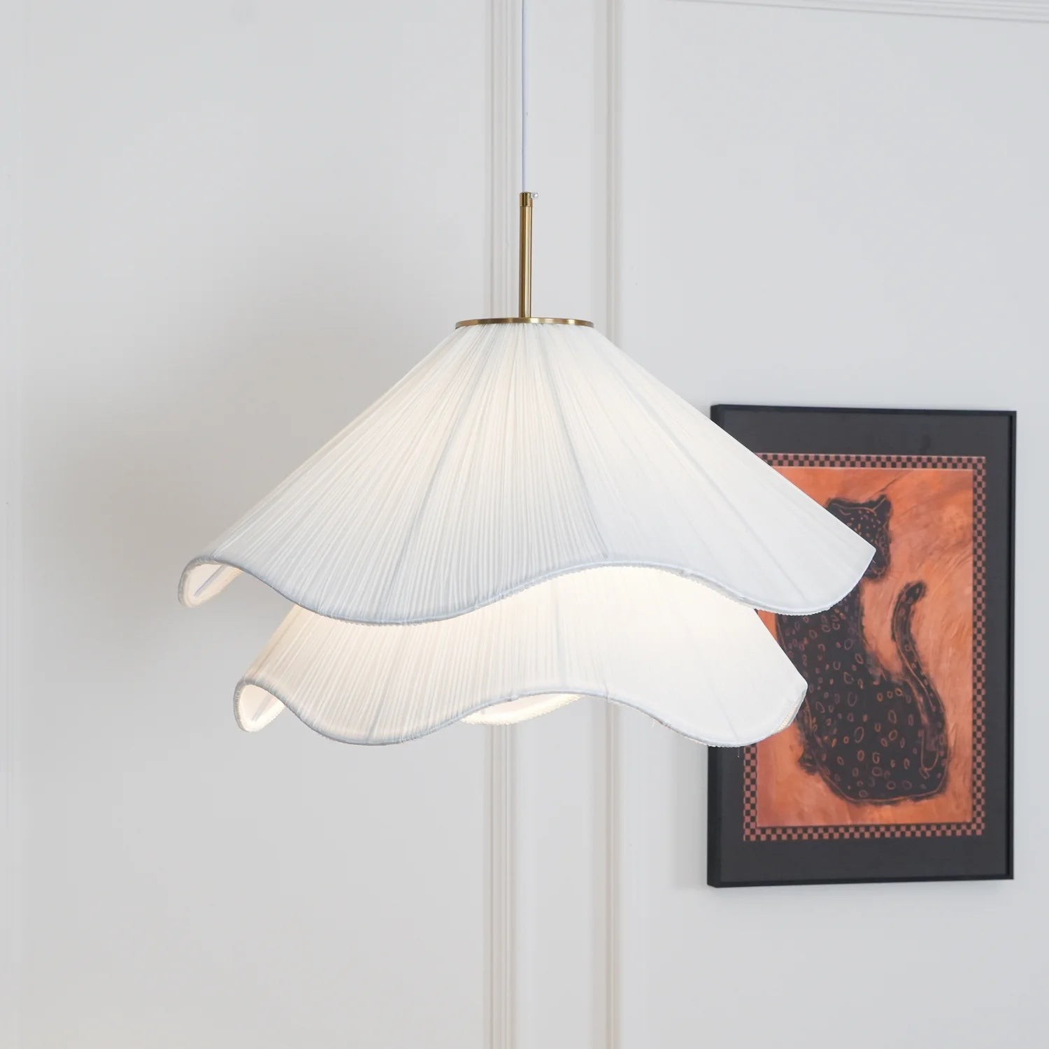 White Layered Pleats Pendant Lamp M147