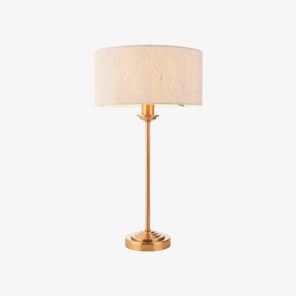 Tela 1‑Light and 3‑Light Table Lamp - Modern Linen & Metal for Bedside or Living Room T847