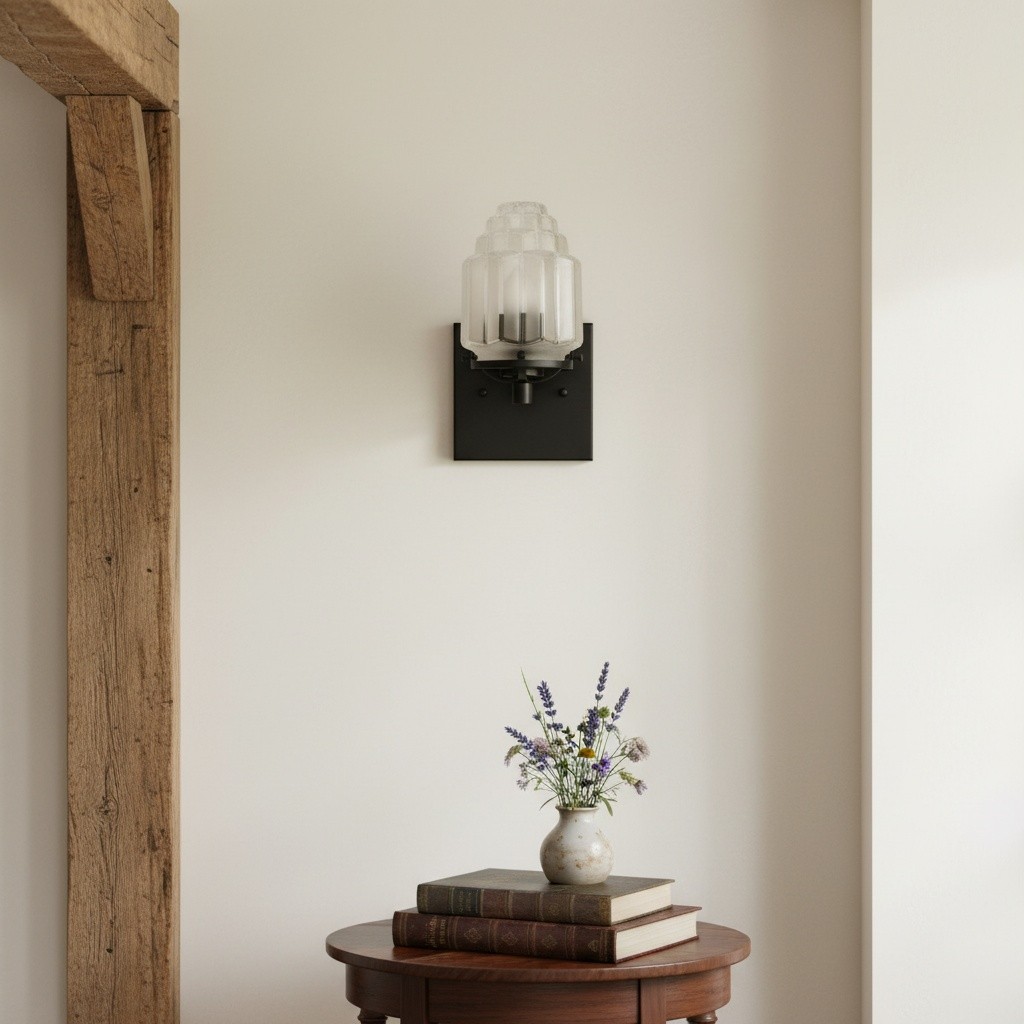 Tierlux Glass Art Deco Wall Sconce - Glass Frosted Globes with Skyscraper Globe T294