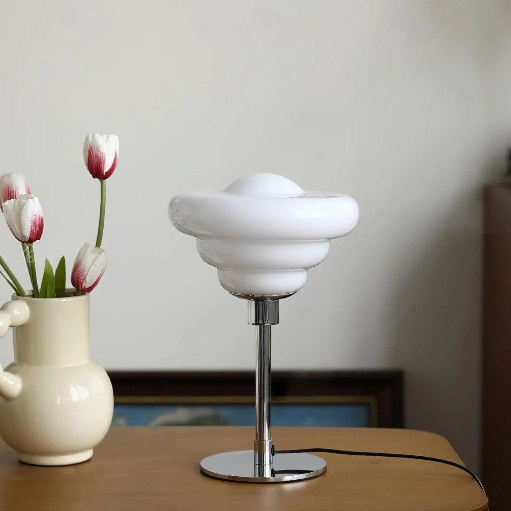 Modern Table Lamp Featuring Textured Glass Shade S247