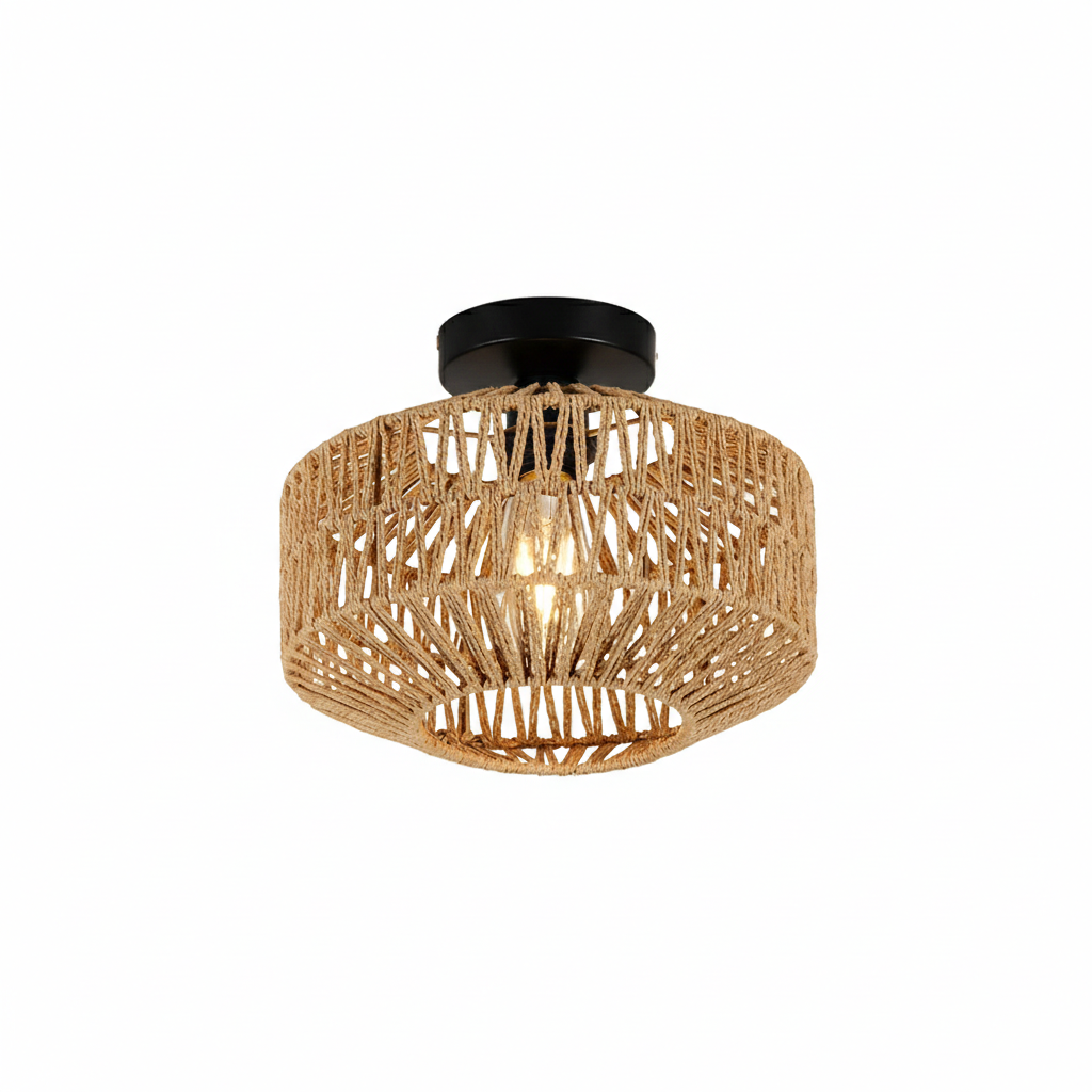 Woven Lantern Boho Radiance Rattan Ceiling Light T2070