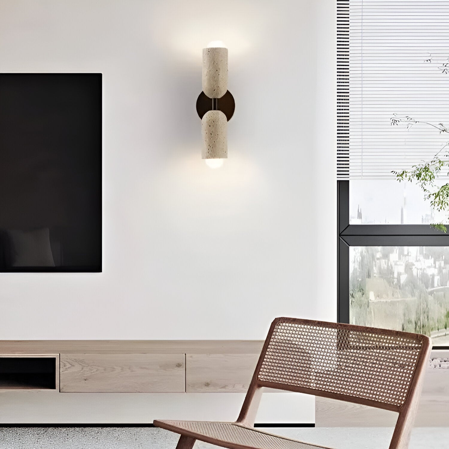 Merrill Travertine and Wood LED Wall Light T2186