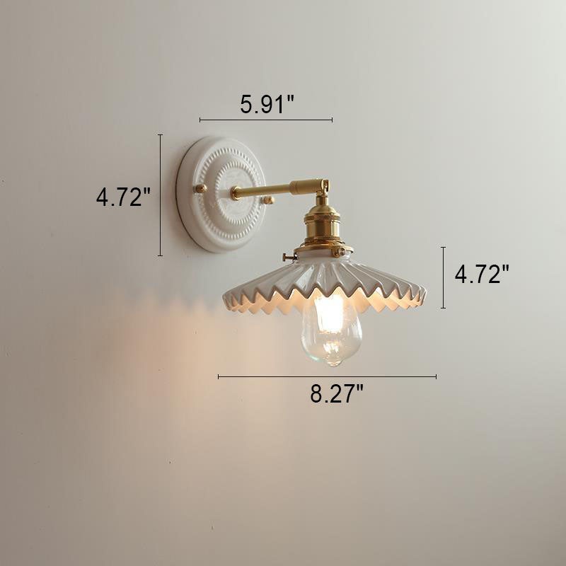 Vintage Ceramic & Brass Wall Sconce – Elegant Lighting for Bedrooms & Hallways T265
