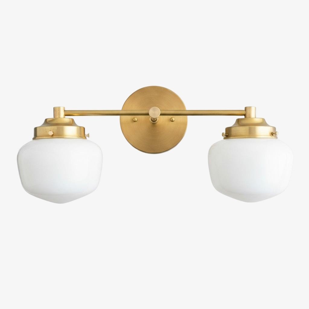 Opalume Glass Art Deco Vanity Light - Bathroom Wall Sconce with White Glass Shades T306