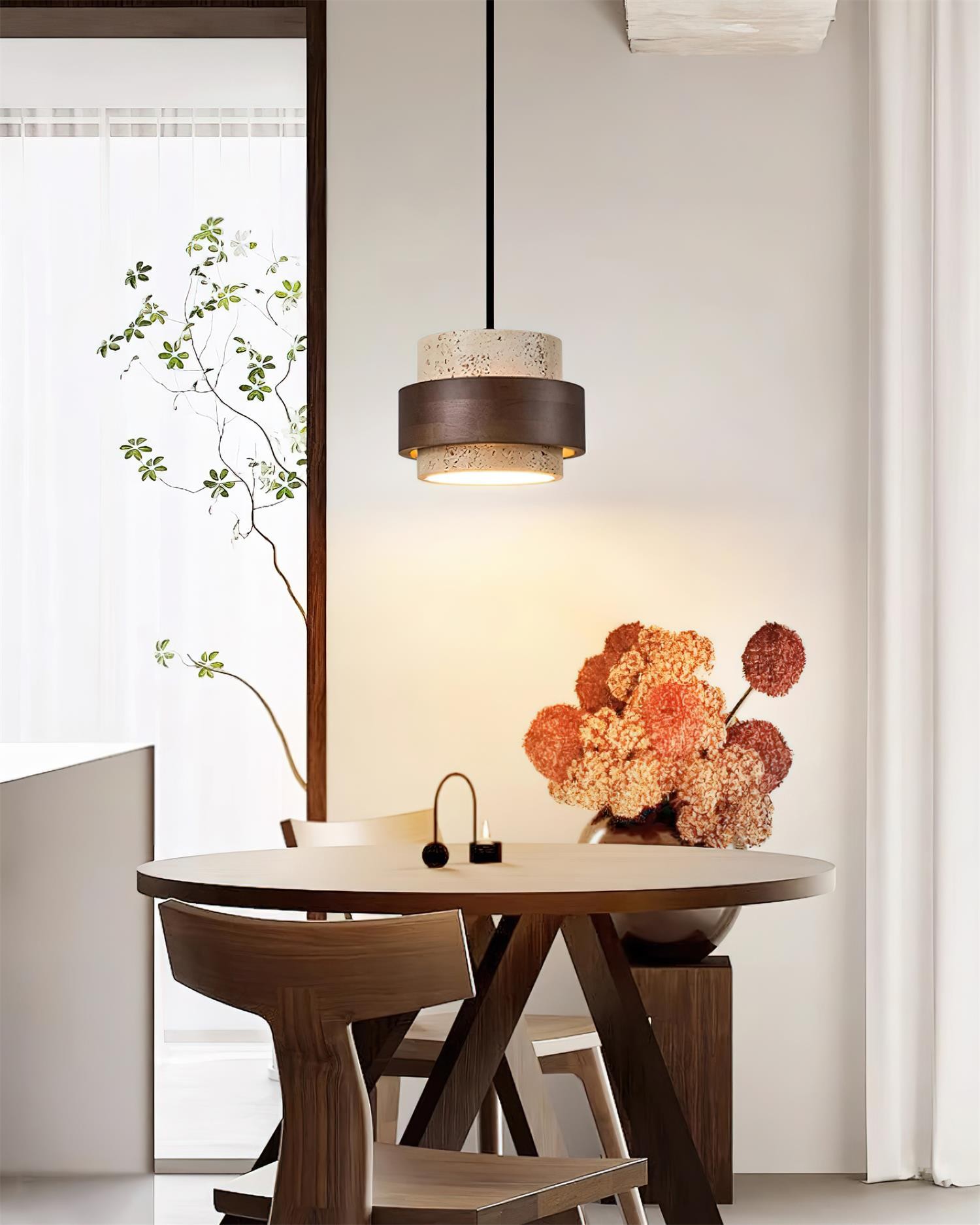Travertine Drum Minimal Pendant - Kitchen Island Light M169
