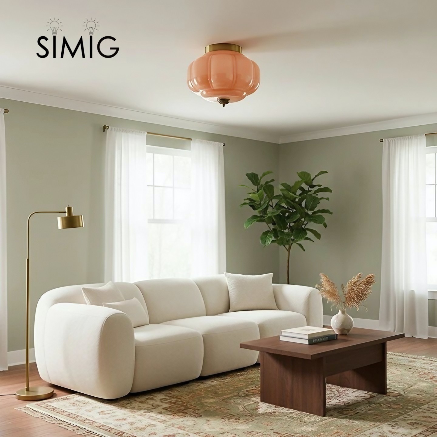 Eloise Ceiling Light - Elegant Retro Brass Ceiling Light for Living Room G55