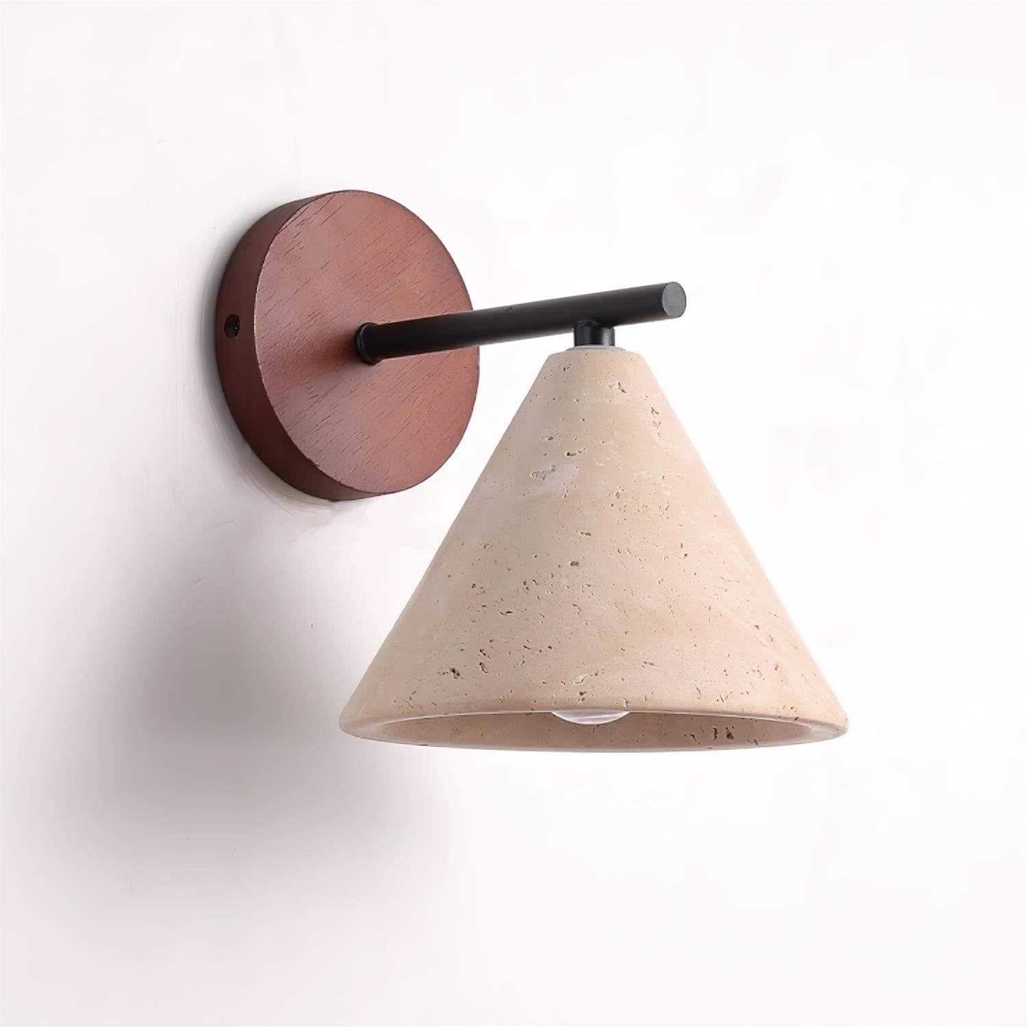Textured Travertine Cone Wall Light - Minimalist Bedroom Sconce M56
