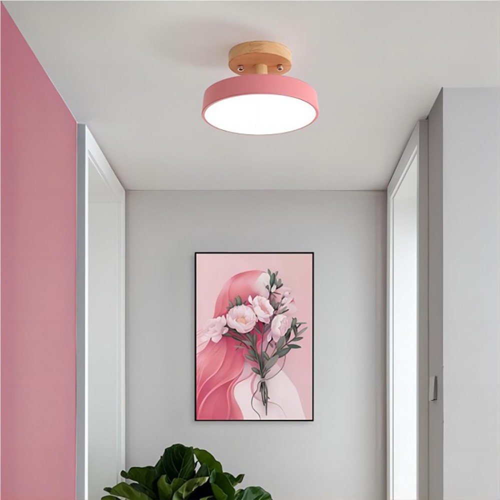 Nordic Macaroon Wooden Round Ceiling Lamp S90