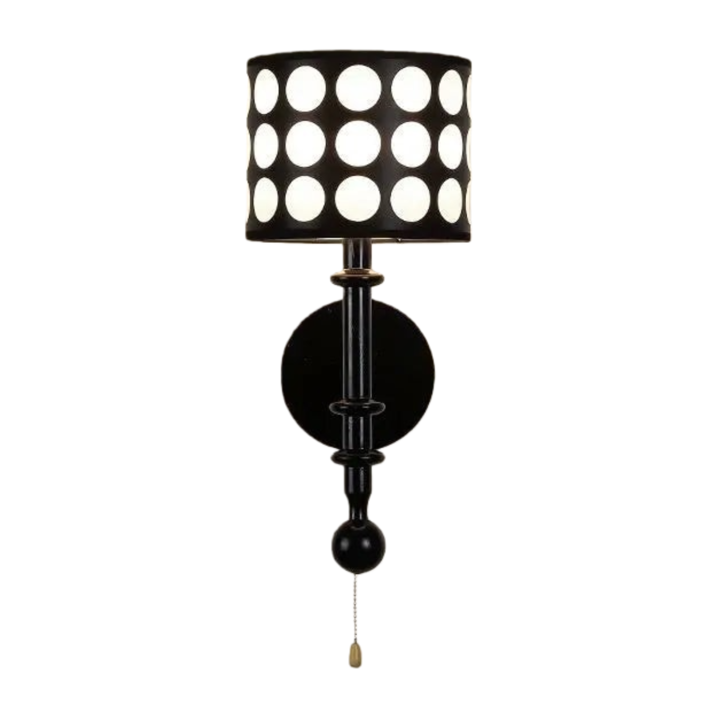 French White Polka Dot Fabric Cylinder Shade Wall Sconce S366