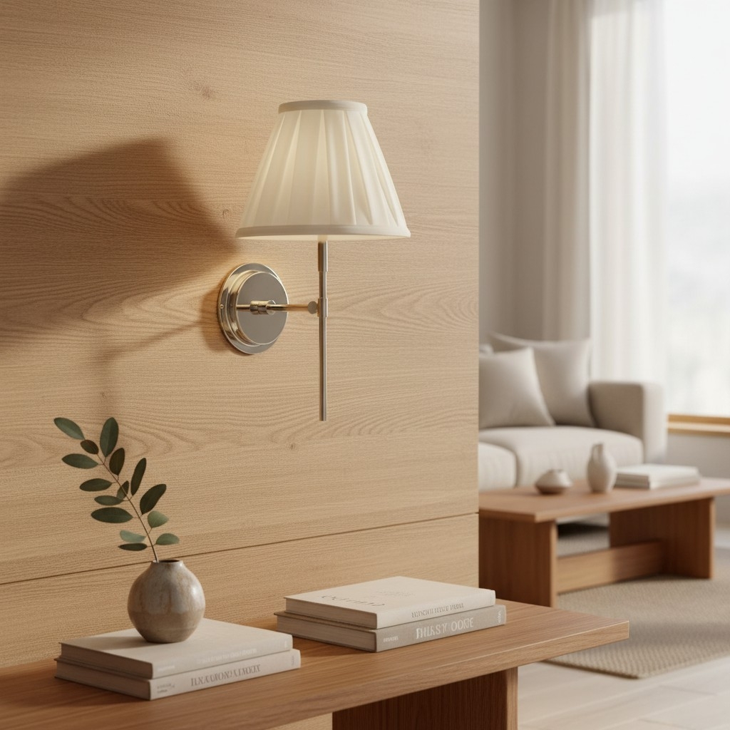 Cremaris Metal Wall Light with Fabric Shade - Timeless Sconce for Interior Lighting T1017