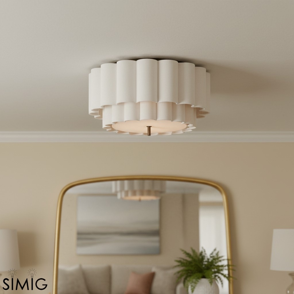 Linbron Scalloped Silhouette Ceiling Light – Flush Mount for Living Room T479
