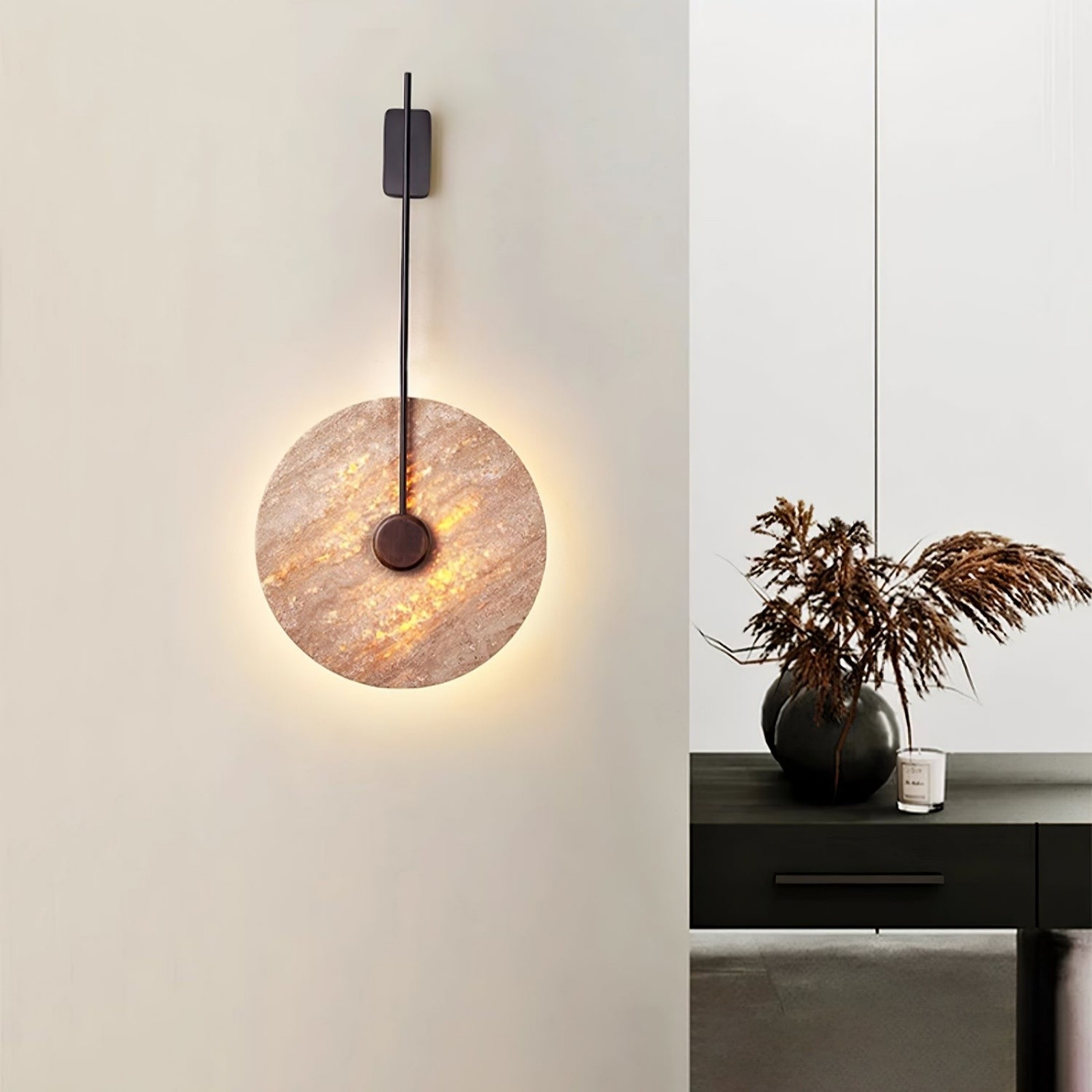 Minimalist Guitar Vertical Design Travertine Wall Sconce S311