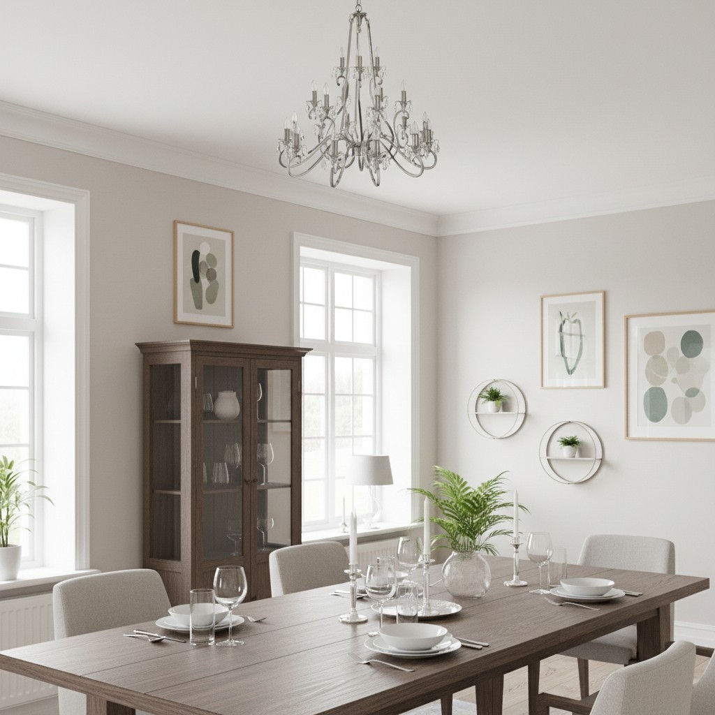 Talonis Crystal Chandelier - Traditional Candle-Style Brass and Nickel for Living Room and Dining Room T962