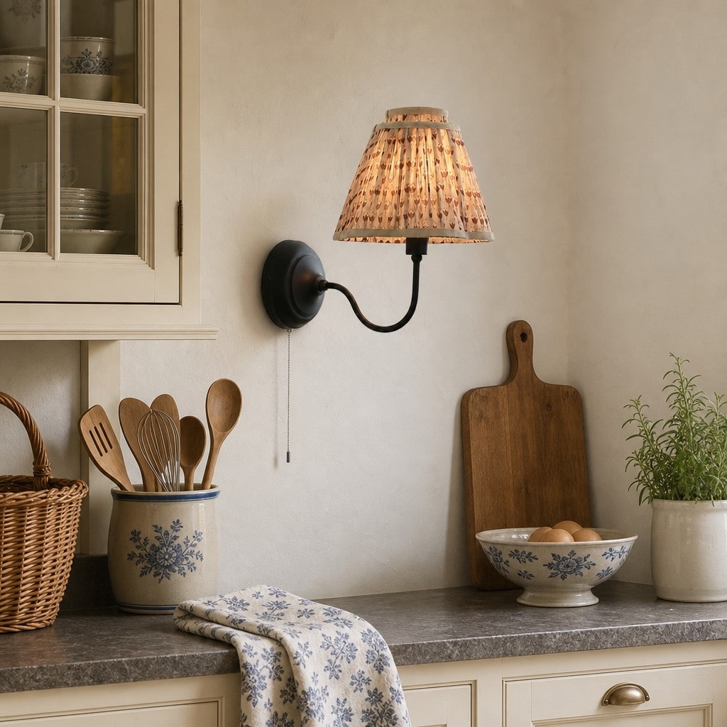 Solmire Contemporary Wall Light - Tailored Fabric Metal Wall Fixture for Bedroom and Hallway T2215