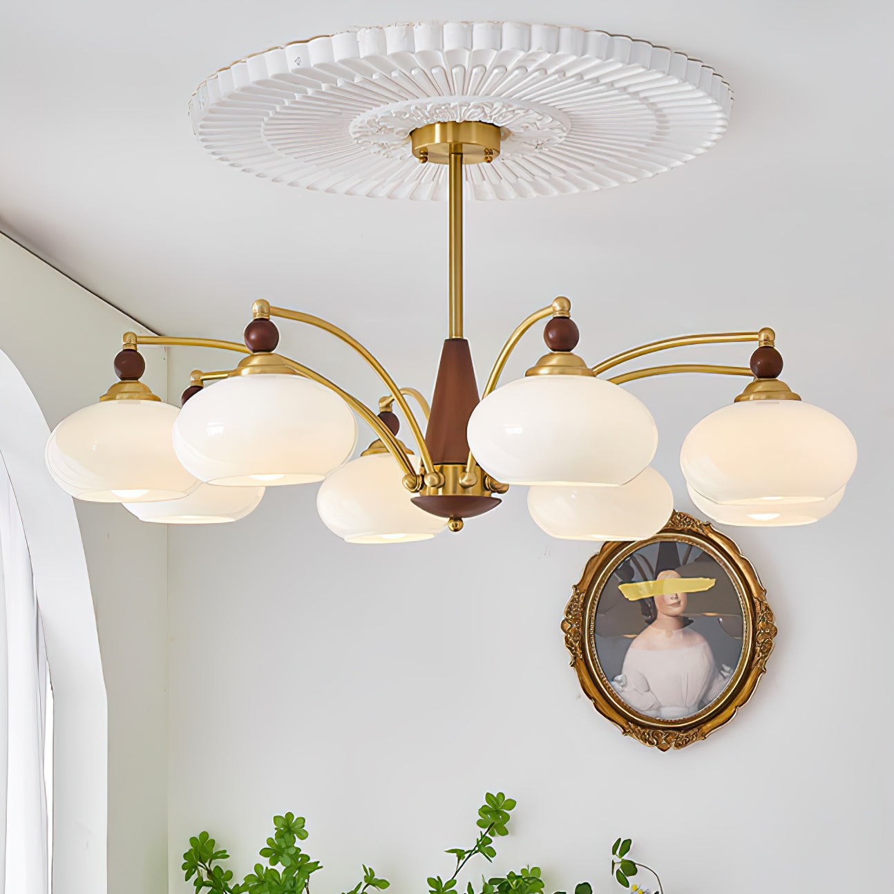 Vintage Multihead Persimmon Chandelier M325