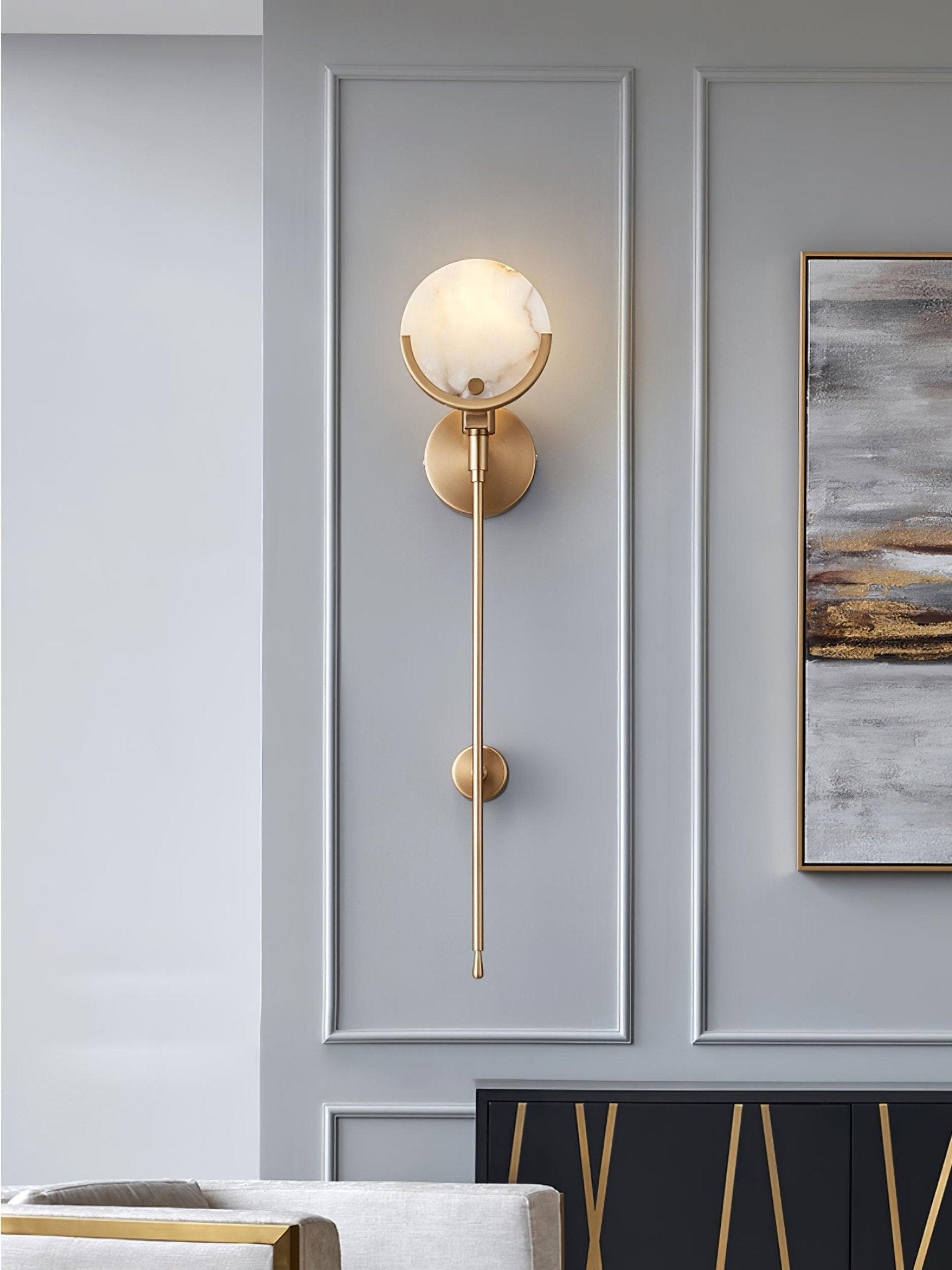 Ava Brass Alabaster Wall Lamp T1612