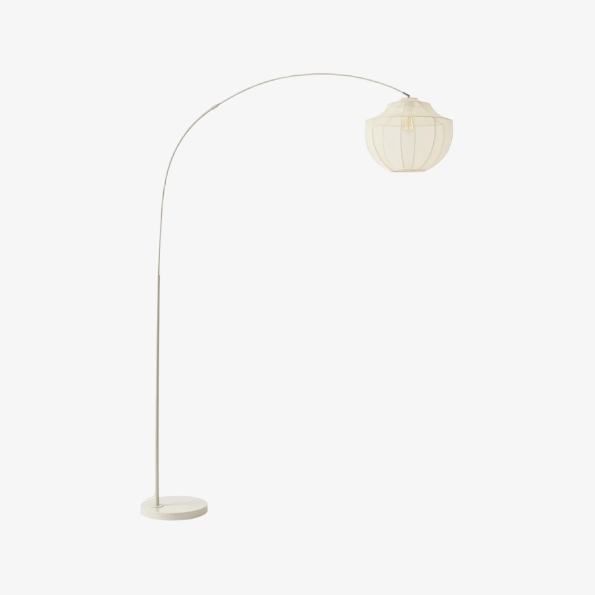Lumifil Arc Floor Lamp Textile Mesh Shade - Metal Stand for Soft Ambient Living Room Lighting T789