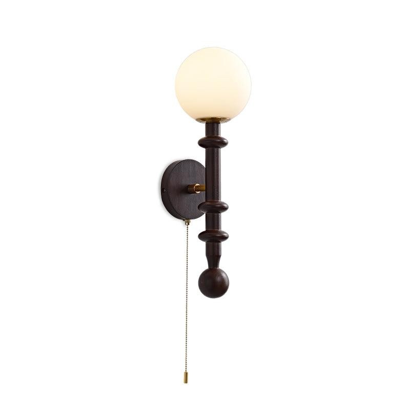 French Simple Vintage Bedside Wooden Glass Wall Lamp M322