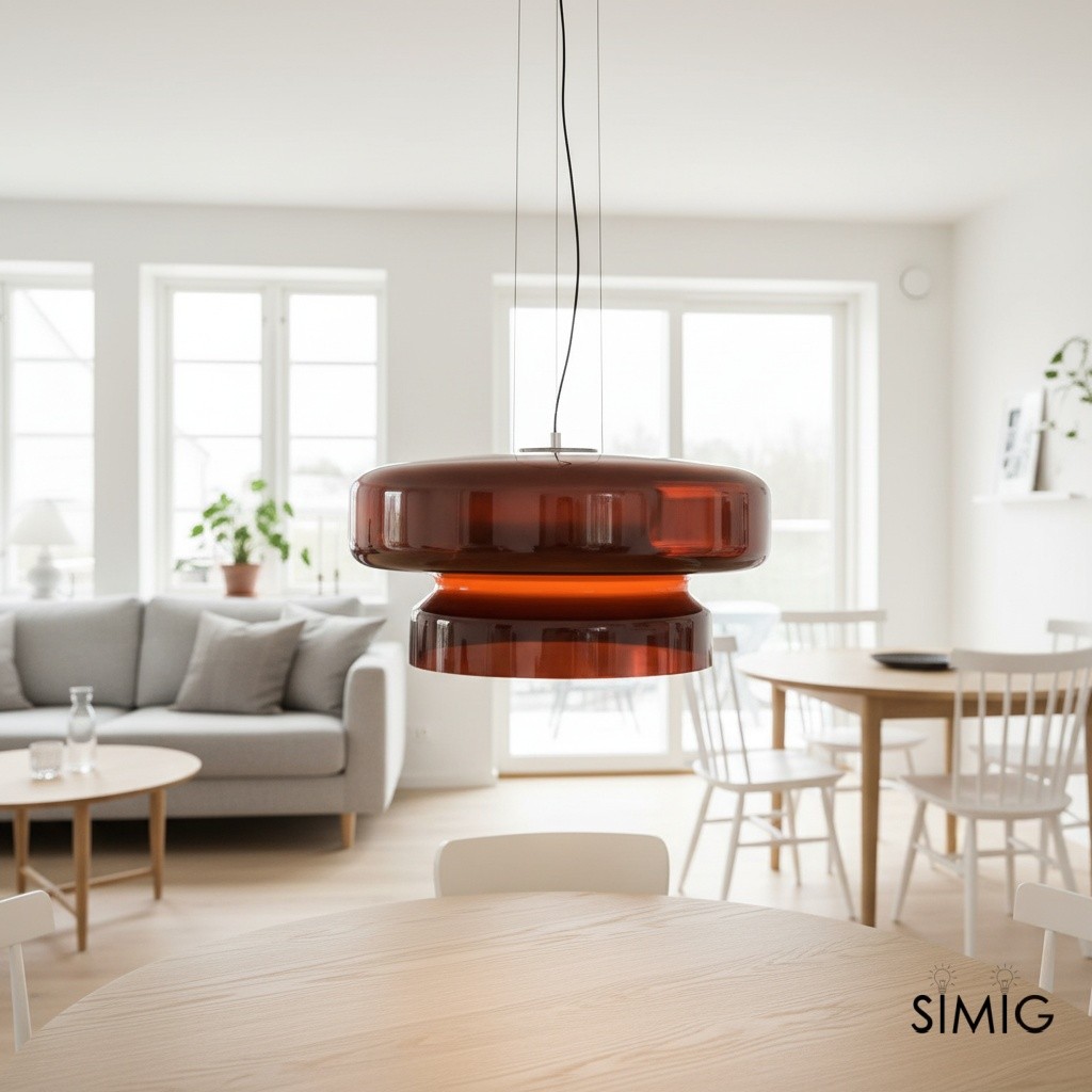 Minimalist Pendant Light - Bohemian Glass and Metal for Dining Room M388